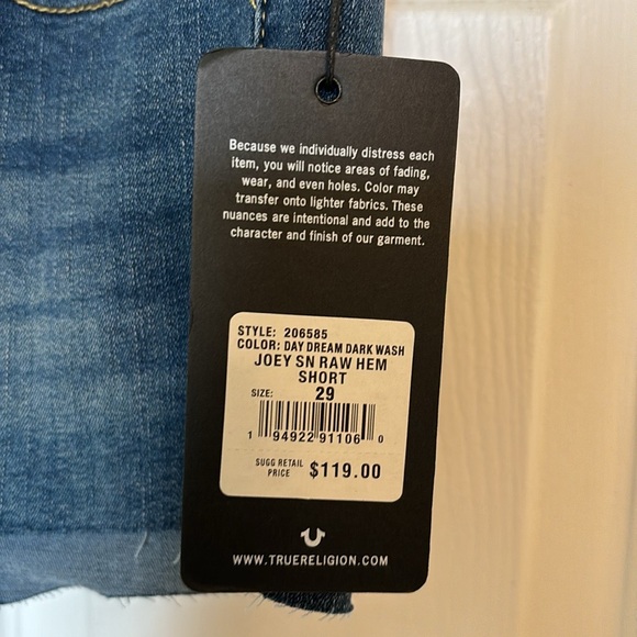 NWT Womens True Religion Joey Cut-Off Low Rise Shorts 29 MSRP $119 - Picture 6 of 9